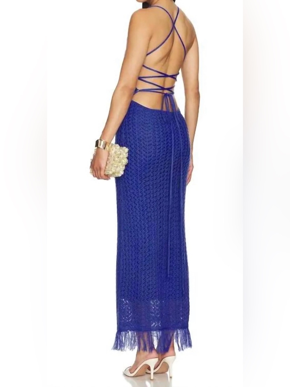 NWT - Capittana Ali Blue Knitted Maxi Crochet Dress - Size M/L - Picture 2 of 15